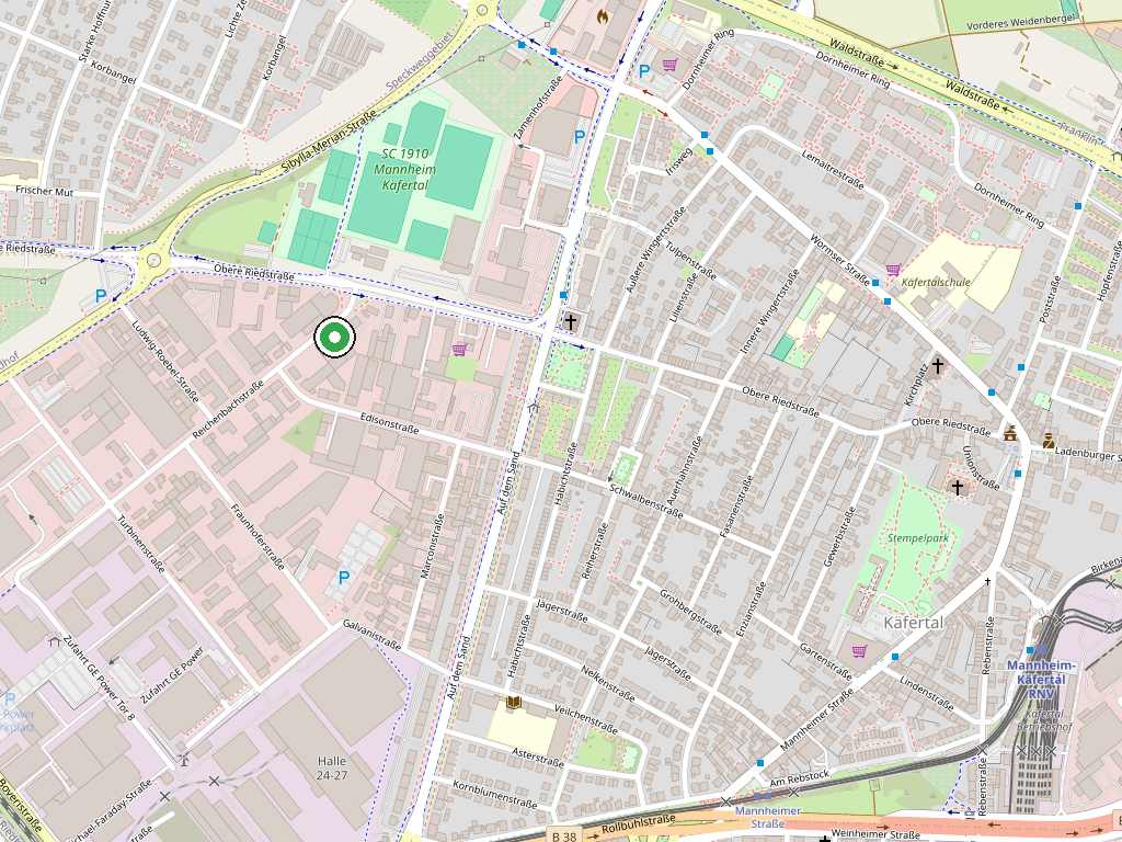 Karte: Standort STA-Simon GbR, Reichenbachstraße 32-34, 68309 Mannheim